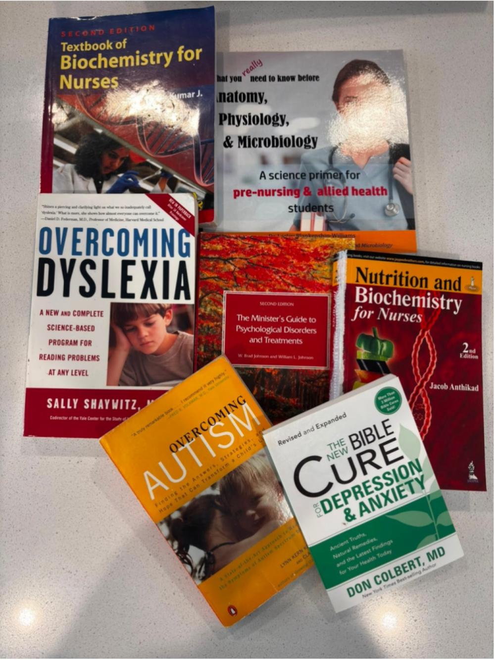 Lot of 7 Nursing Psychology Health Books Dyslexia Autism Biochemistry #C19